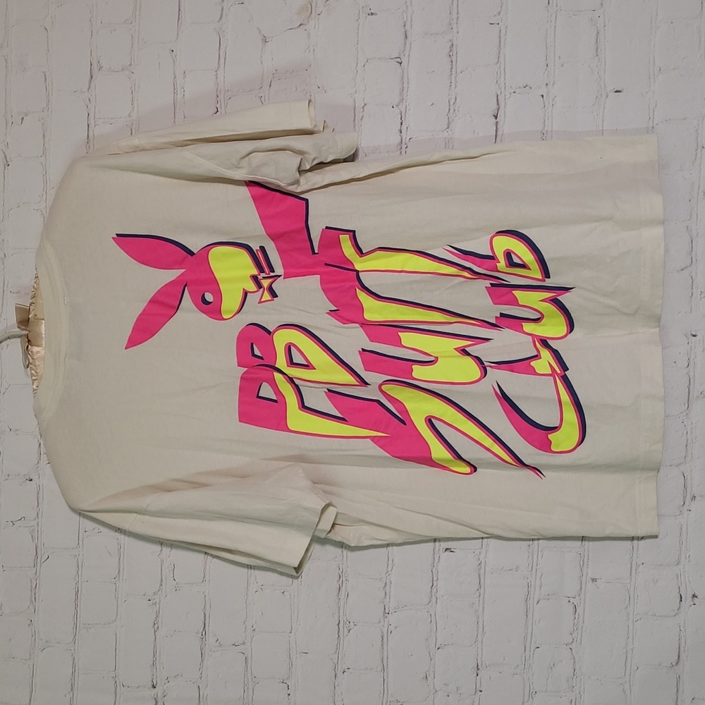 Playboy By Pacsun PB Surf Club Neon 80s Style Front Back Tee Tshirt Mens Size M - Picture 5 of 10